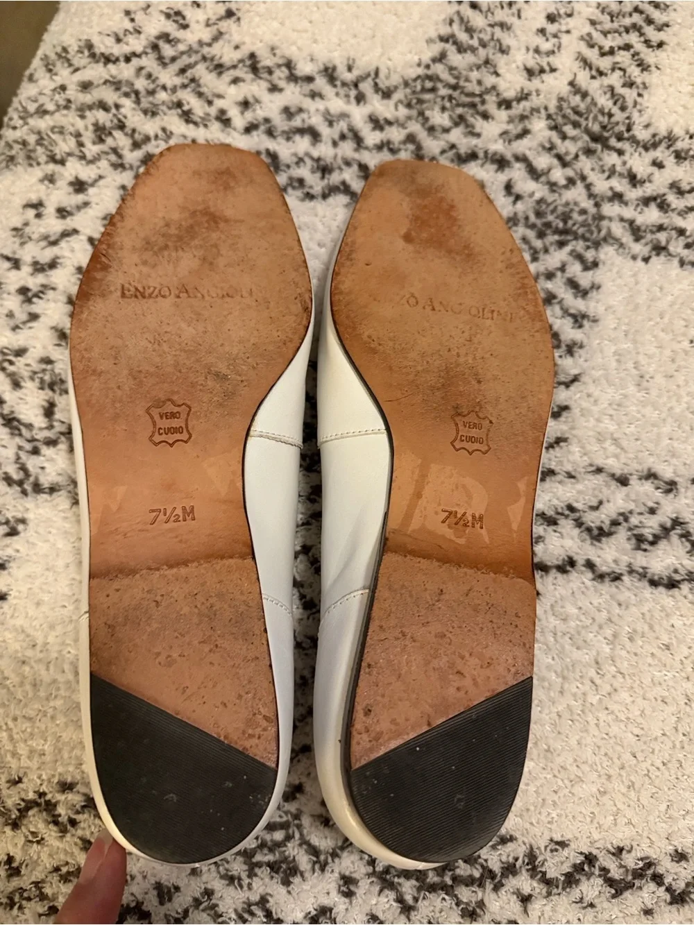 Enzo Angiolini Cream Square-Toe Leather Loafers - Picture 3 of 3